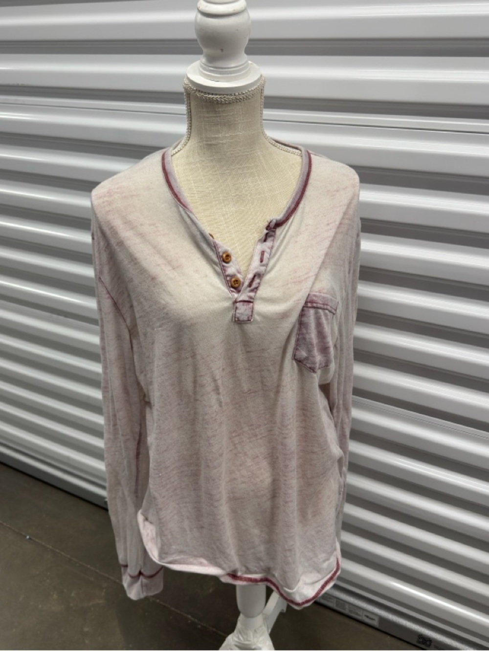 EARTHBOUND Pale Blush Long-Sleeve Henley Top
